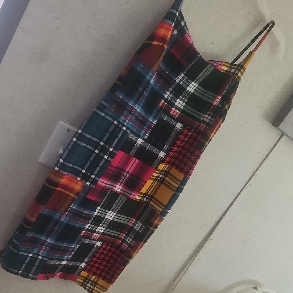 Almost Famous Multicolor Plaid Slip Dress with Bright Checks
